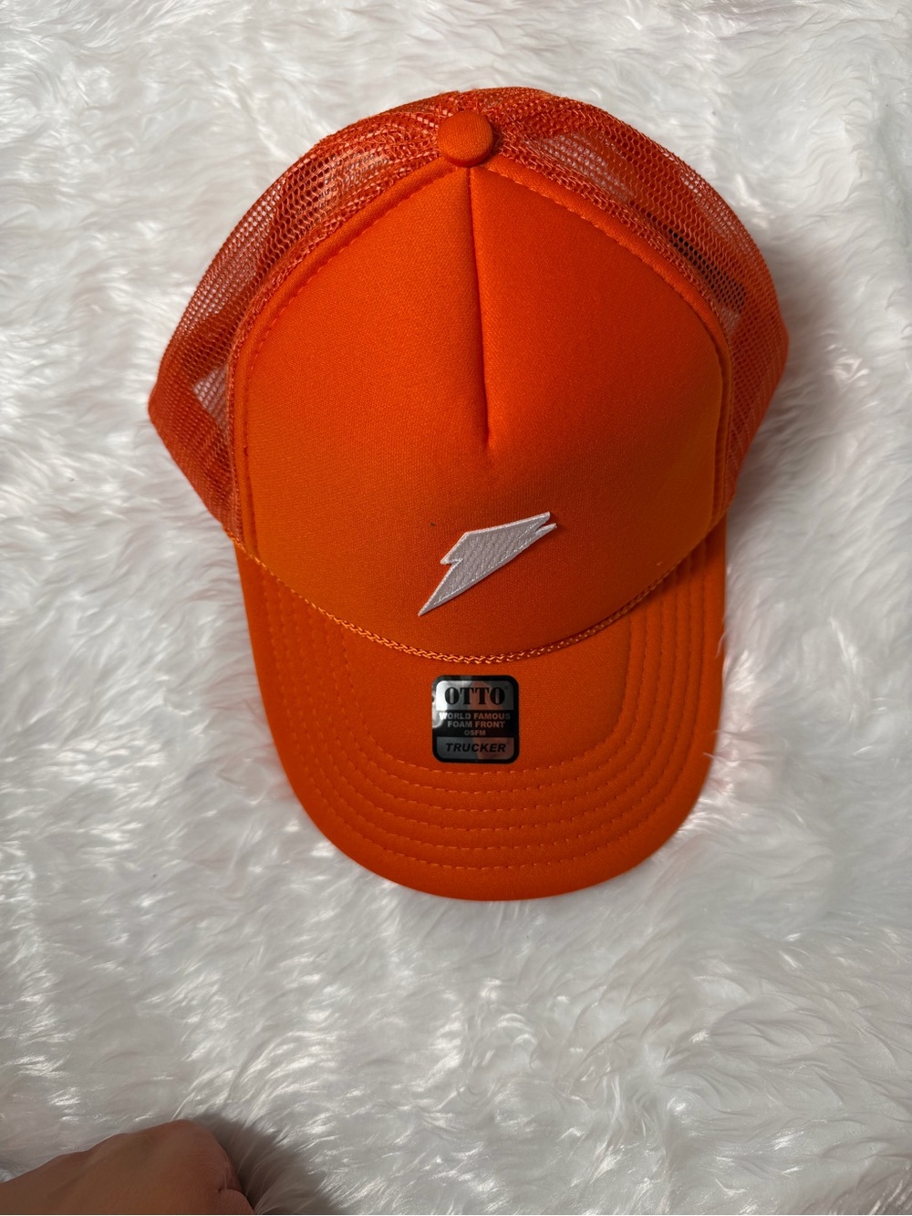 Otto Orange Trucker Hat with White Lightning Accent
